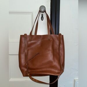 Madewell Brown Leather Medium Transport Tote Crossbody Bag